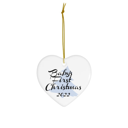 Baby's First Christmas Ceramic Ornament 2022 - Blue
