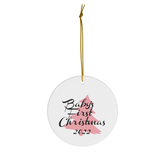 Copy of Baby's First Christmas Ceramic Ornament 2022 - Pink